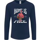 Mushrooms Home is Where You're Free Mens Long Sleeve T-Shirt Navy Blue