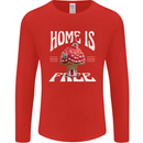 Mushrooms Home is Where You're Free Mens Long Sleeve T-Shirt Red