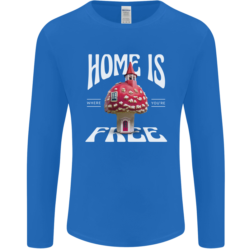 Mushrooms Home is Where You're Free Mens Long Sleeve T-Shirt Royal Blue