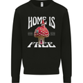 Mushrooms Home is Where You're Free Mens Sweatshirt Jumper Black