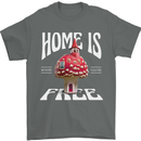 Mushrooms Home is Where You're Free Mens T-Shirt 100% Cotton Charcoal