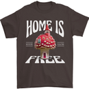 Mushrooms Home is Where You're Free Mens T-Shirt 100% Cotton Dark Chocolate