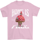 Mushrooms Home is Where You're Free Mens T-Shirt 100% Cotton Light Pink