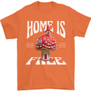 Mushrooms Home is Where You're Free Mens T-Shirt 100% Cotton Orange