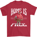 Mushrooms Home is Where You're Free Mens T-Shirt 100% Cotton Red