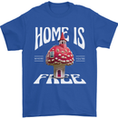 Mushrooms Home is Where You're Free Mens T-Shirt 100% Cotton Royal Blue
