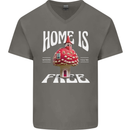Mushrooms Home is Where You're Free Mens V-Neck Cotton T-Shirt Charcoal