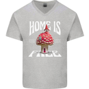 Mushrooms Home is Where You're Free Mens V-Neck Cotton T-Shirt Sports Grey