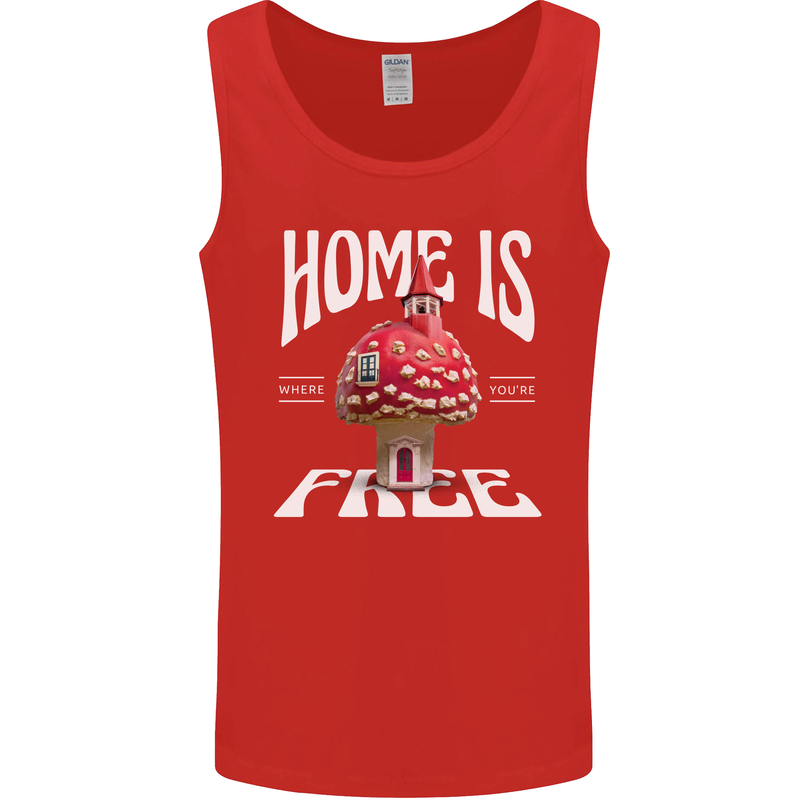 Mushrooms Home is Where You're Free Mens Vest Tank Top Red