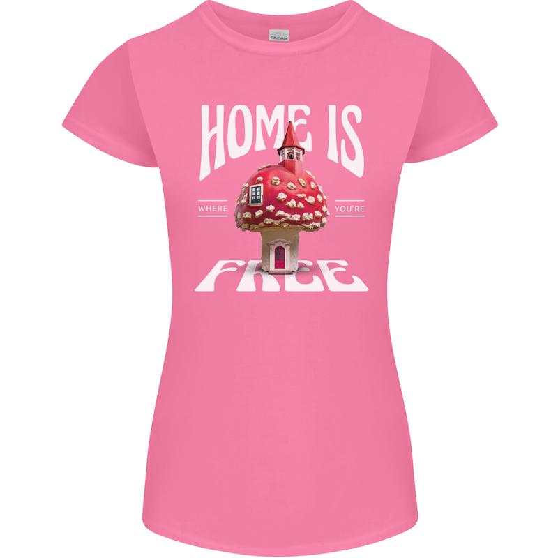 Mushrooms Home is Where You're Free Womens Petite Cut T-Shirt Azalea