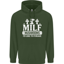 Mushrooms I Like To Forage MILF Childrens Kids Hoodie Forest Green
