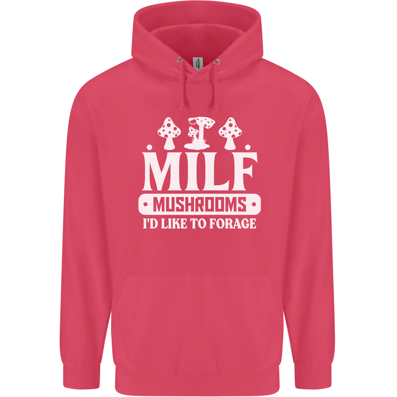 Mushrooms I Like To Forage MILF Childrens Kids Hoodie Heliconia
