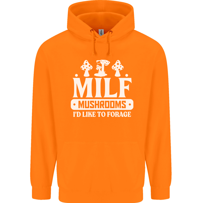 Mushrooms I Like To Forage MILF Childrens Kids Hoodie Orange