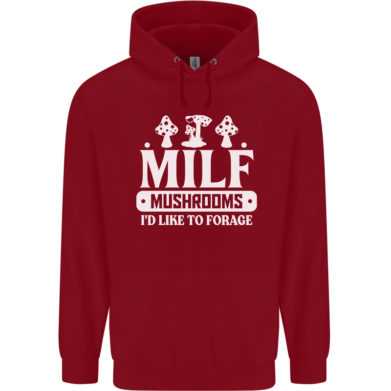 Mushrooms I Like To Forage MILF Childrens Kids Hoodie Red