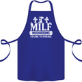Mushrooms I Like To Forage MILF Cotton Apron 100% Organic Royal Blue