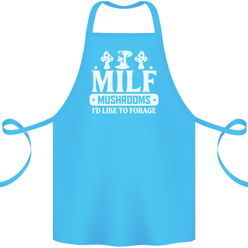 Mushrooms I Like To Forage MILF Cotton Apron 100% Organic Turquoise