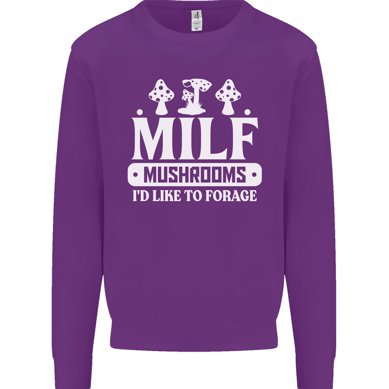 Mushrooms I Like To Forage MILF Kids Sweatshirt Jumper Purple