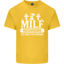 Mushrooms I Like To Forage MILF Kids T-Shirt Childrens Yellow