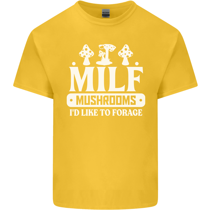 Mushrooms I Like To Forage MILF Kids T-Shirt Childrens Yellow