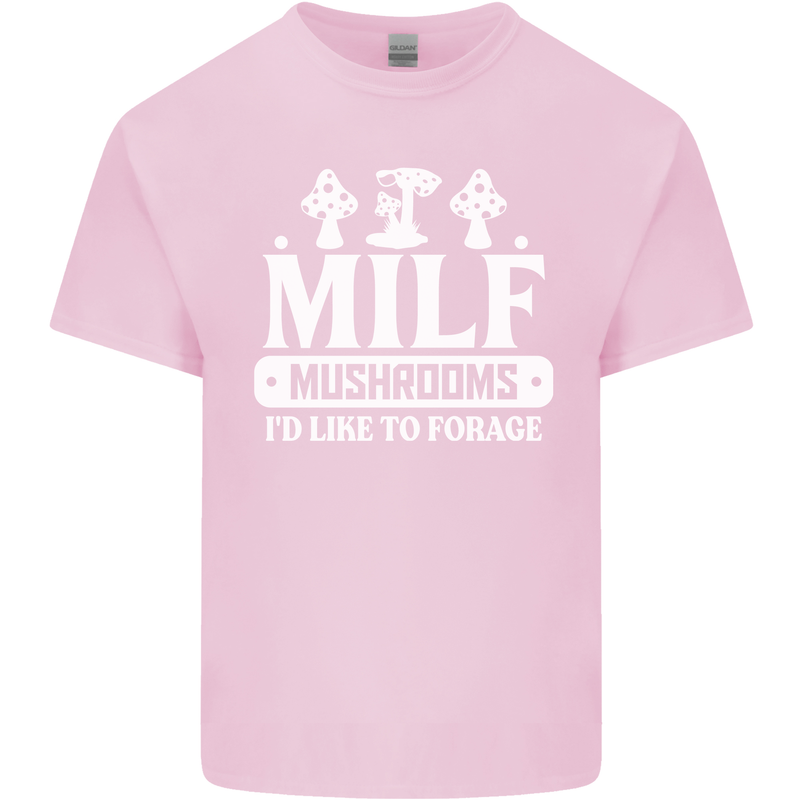 Mushrooms I Like To Forage MILF Mens Cotton T-Shirt Tee Top Light Pink