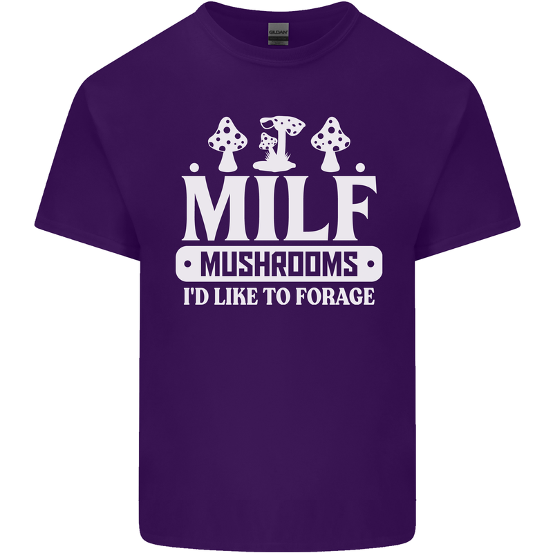 Mushrooms I Like To Forage MILF Mens Cotton T-Shirt Tee Top Purple