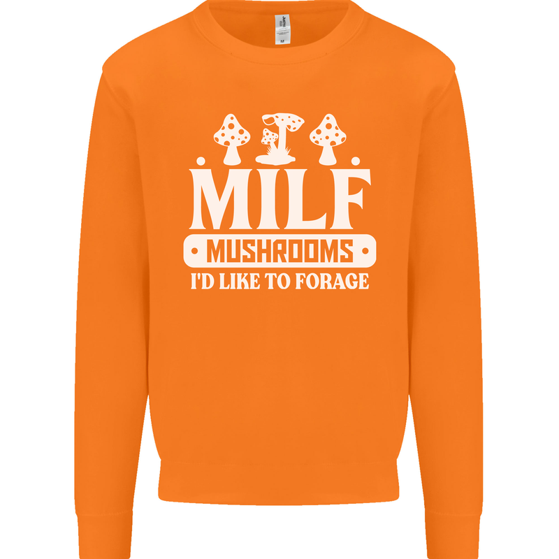 Mushrooms I Like To Forage MILF Mens Sweatshirt Jumper Orange