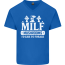 Mushrooms I Like To Forage MILF Mens V-Neck Cotton T-Shirt Royal Blue