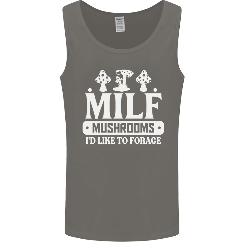 Mushrooms I Like To Forage MILF Mens Vest Tank Top Charcoal