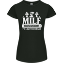 Mushrooms I Like To Forage MILF Womens Petite Cut T-Shirt Black