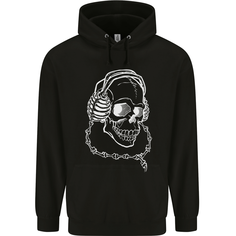 Music A Skull Wearing Headphones Childrens Kids Hoodie Black