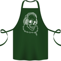 Music A Skull Wearing Headphones Cotton Apron 100% Organic Forest Green