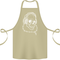 Music A Skull Wearing Headphones Cotton Apron 100% Organic Khaki