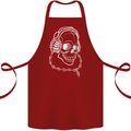 Music A Skull Wearing Headphones Cotton Apron 100% Organic Maroon