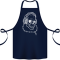 Music A Skull Wearing Headphones Cotton Apron 100% Organic Navy Blue