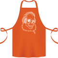 Music A Skull Wearing Headphones Cotton Apron 100% Organic Orange