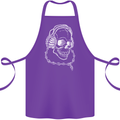 Music A Skull Wearing Headphones Cotton Apron 100% Organic Purple