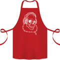 Music A Skull Wearing Headphones Cotton Apron 100% Organic Red