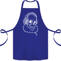 Music A Skull Wearing Headphones Cotton Apron 100% Organic Royal Blue