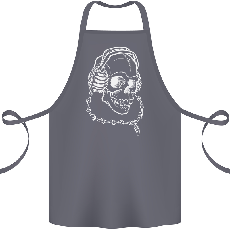 Music A Skull Wearing Headphones Cotton Apron 100% Organic Steel