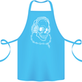 Music A Skull Wearing Headphones Cotton Apron 100% Organic Turquoise