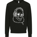 Music A Skull Wearing Headphones Kids Sweatshirt Jumper Black
