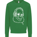 Music A Skull Wearing Headphones Kids Sweatshirt Jumper Irish Green