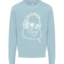 Music A Skull Wearing Headphones Kids Sweatshirt Jumper Light Blue