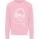 Music A Skull Wearing Headphones Kids Sweatshirt Jumper Light Pink