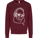 Music A Skull Wearing Headphones Kids Sweatshirt Jumper Maroon