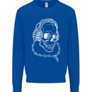 Music A Skull Wearing Headphones Kids Sweatshirt Jumper Royal Blue