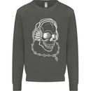 Music A Skull Wearing Headphones Kids Sweatshirt Jumper Storm Grey