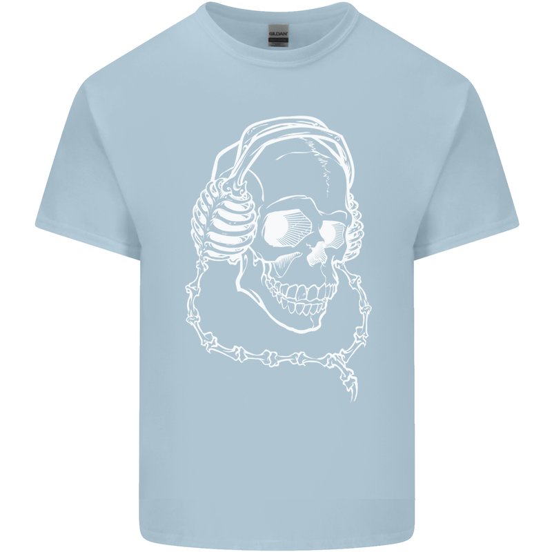 Music A Skull Wearing Headphones Kids T-Shirt Childrens Light Blue