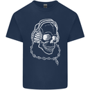 Music A Skull Wearing Headphones Kids T-Shirt Childrens Navy Blue