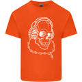 Music A Skull Wearing Headphones Kids T-Shirt Childrens Orange